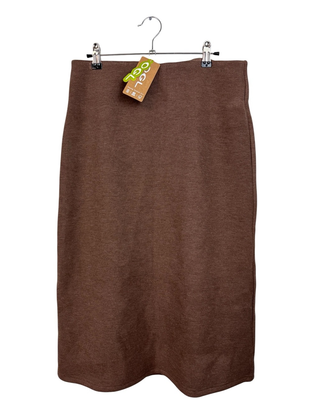 OGL FuzzLuxe Chocolate Brown Slimming Pull-on Midi Skirt